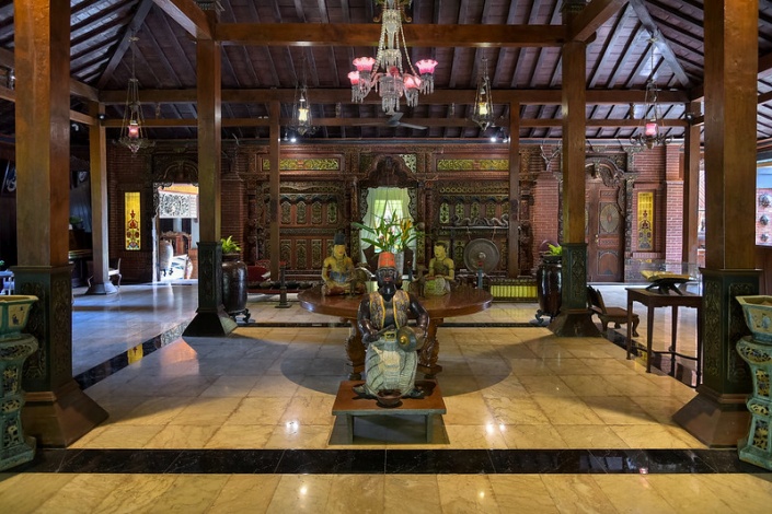Hotel front area in Javanese traditional interior style